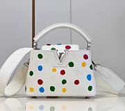 LV x YK Capucines BB 21 Bag 3D Painted Dots Print White Taurillon Leather - 1