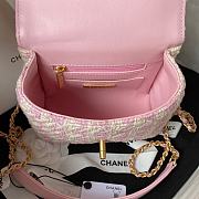 CC Mini Flap Bag with Top Handle Pink Tweed - 6