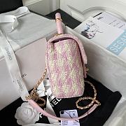 CC Mini Flap Bag with Top Handle Pink Tweed - 4