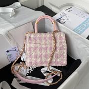CC Mini Flap Bag with Top Handle Pink Tweed - 2
