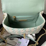 CC Mini Flap Bag with Top Handle Mint Tweed - 6