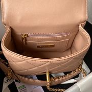 CC Mini Flap Bag with Top Handle Beige Pink Lambskin - 5