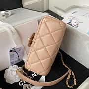 CC Mini Flap Bag with Top Handle Beige Pink Lambskin - 3