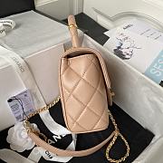 CC Mini Flap Bag with Top Handle Beige Pink Lambskin - 2