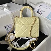 CC Mini Flap Bag with Top Handle Light Yellow Lambskin - 6