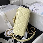 CC Mini Flap Bag with Top Handle Light Yellow Lambskin - 4