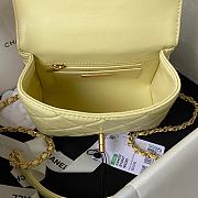 CC Mini Flap Bag with Top Handle Light Yellow Lambskin - 3