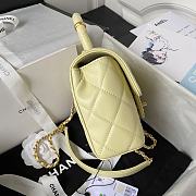 CC Mini Flap Bag with Top Handle Light Yellow Lambskin - 2
