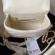 CC Mini Flap Bag with Top Handle White Lambskin - 6