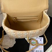 CC Mini Flap Bag with Top Handle Orange Tweed - 6