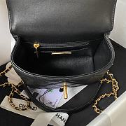 CC Mini Flap Bag with Top Handle Black Lambskin - 4