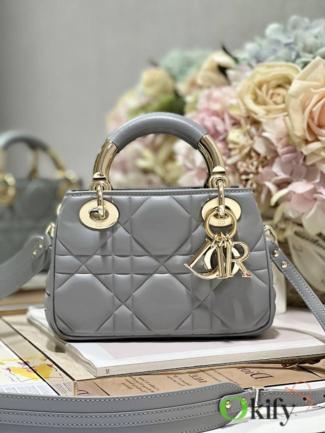 Lady Dior 95.22 Bag Gray Leather - 1