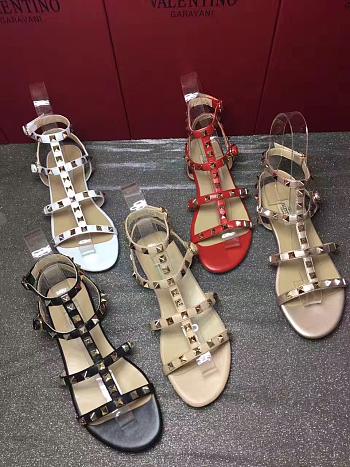 Valentino Rockstuds Calfskin Flat Sandals