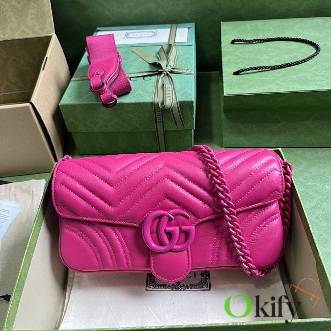Gucci GG Marmont 26.5 Matelassé Leather Hot Pink 443497 - 1