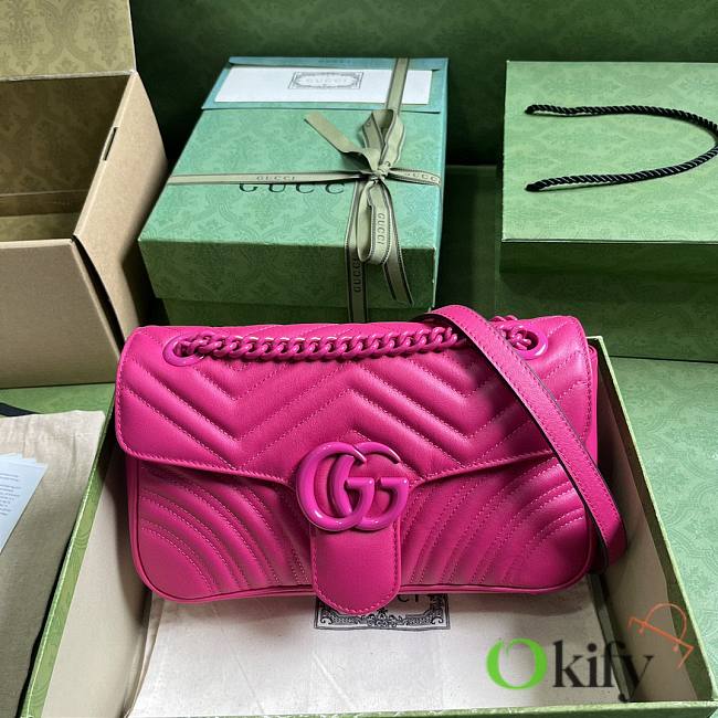 Gucci GG Marmont 26 Matelassé Leather Hot Pink 443497 - 1