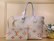 LV Neverfull MM Monogram Empreinte Leather Beige Clair - 1