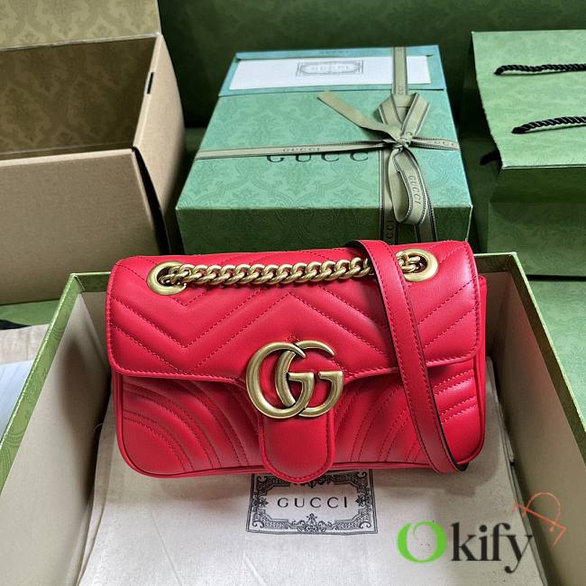 GG Marmont 23 Bag Matelassé in Red Leather 446744 - 1