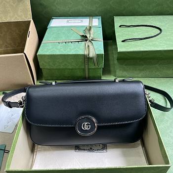 Gucci Petite GG small shoulder bag in black leather 