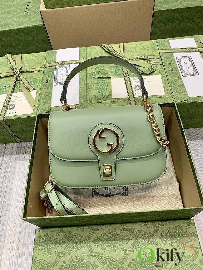 Gucci Blondie Small Top Handle Green Leather 11912 - 1