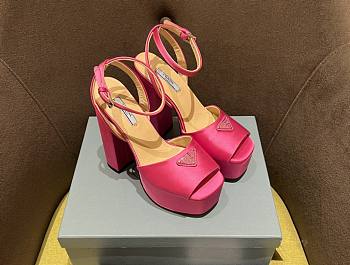 Prada high-heeled satin sandals pink 11cm