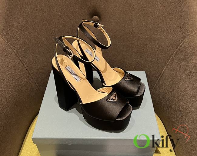 Prada high-heeled satin sandals black 11cm - 1