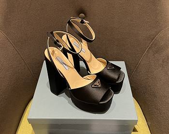 Prada high-heeled satin sandals black 11cm