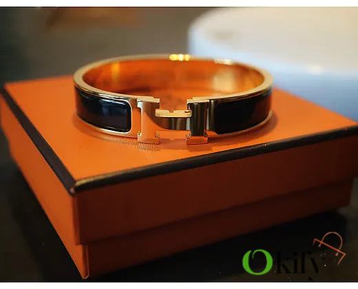 Okify Hermes Clic H Bracelet Black/ Gold - 1