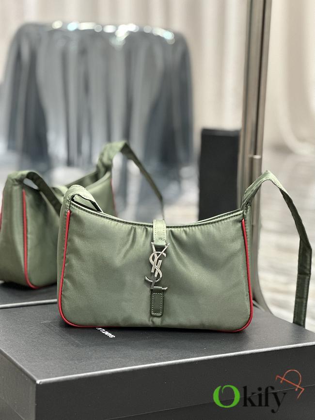 YSL Le5À7 Hobo Green Bag Silver Hardware - 1