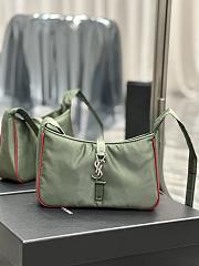 YSL Le5À7 Hobo Green Bag Silver Hardware - 1