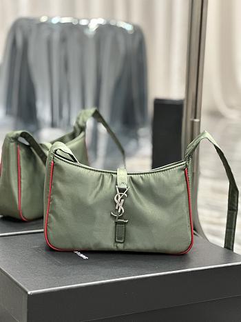 YSL Le5À7 Hobo Green Bag Silver Hardware