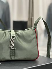 YSL Le5À7 Hobo Green Bag Silver Hardware - 5