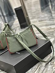YSL Le5À7 Hobo Green Bag Silver Hardware - 3