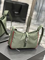 YSL Le5À7 Hobo Green Bag Silver Hardware - 2