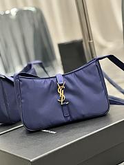 YSL Le5À7 Hobo Blue Bag Gold Hardware - 4