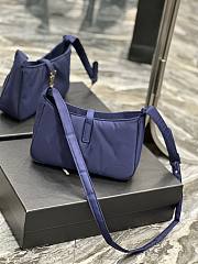 YSL Le5À7 Hobo Blue Bag Gold Hardware - 3