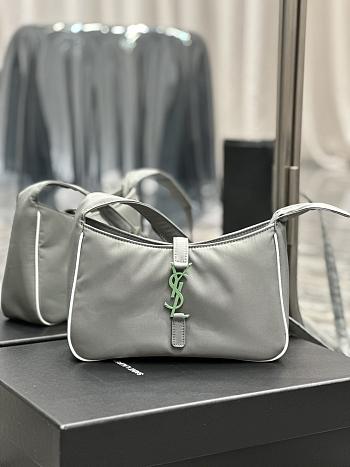 YSL Le5À7 Hobo Grey Bag Green Hardware