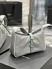 YSL Le5À7 Hobo Grey Bag Green Hardware - 2