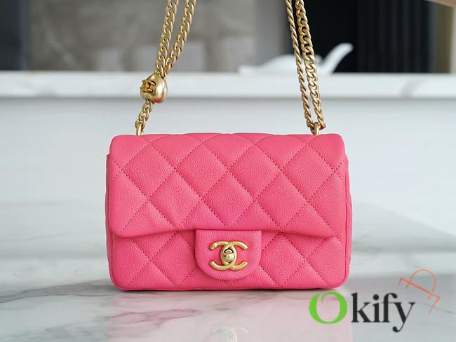 CC Mini Rectangular Flap Bag Pink Lambkin Light  - 1