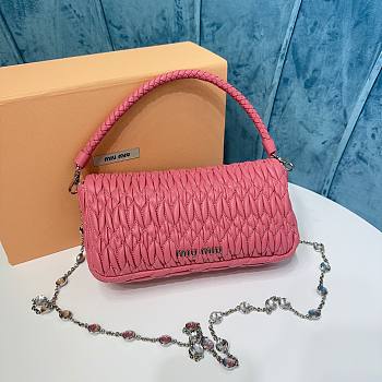 Okify Miumiu Crystal Cloque Nappa Leather Bag Pink