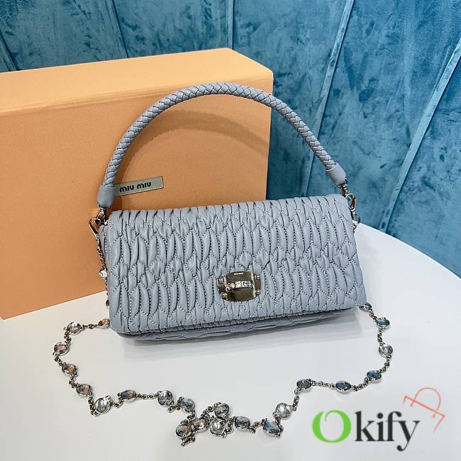 Okify Miumiu Crystal Cloque Nappa Leather Bag Gray - 1