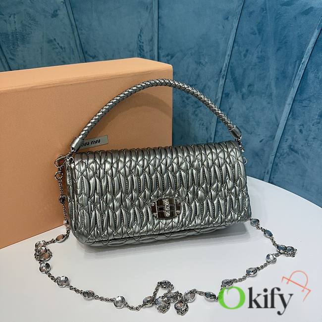 Okify Miumiu Crystal Cloque Nappa Leather Bag Silver - 1