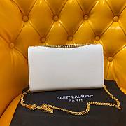 YSL Kate Medium White Chain Bag In Grain De Poudre Embossed Leather  - 6