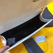 YSL Kate Medium White Chain Bag In Grain De Poudre Embossed Leather  - 4
