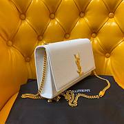 YSL Kate Medium White Chain Bag In Grain De Poudre Embossed Leather  - 3