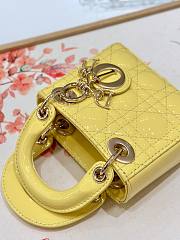 Okify Dior Micro Lady Bag Yellow Patent Cannage Calfskin 12cm - 6