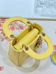 Okify Dior Micro Lady Bag Yellow Patent Cannage Calfskin 12cm - 5