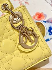 Okify Dior Micro Lady Bag Yellow Patent Cannage Calfskin 12cm - 4