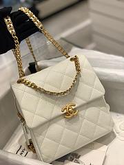 CC Caviar Quilted Multi Chain Backpack White  - 1