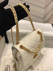 CC Caviar Quilted Multi Chain Backpack White  - 5