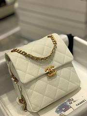 CC Caviar Quilted Multi Chain Backpack White  - 2